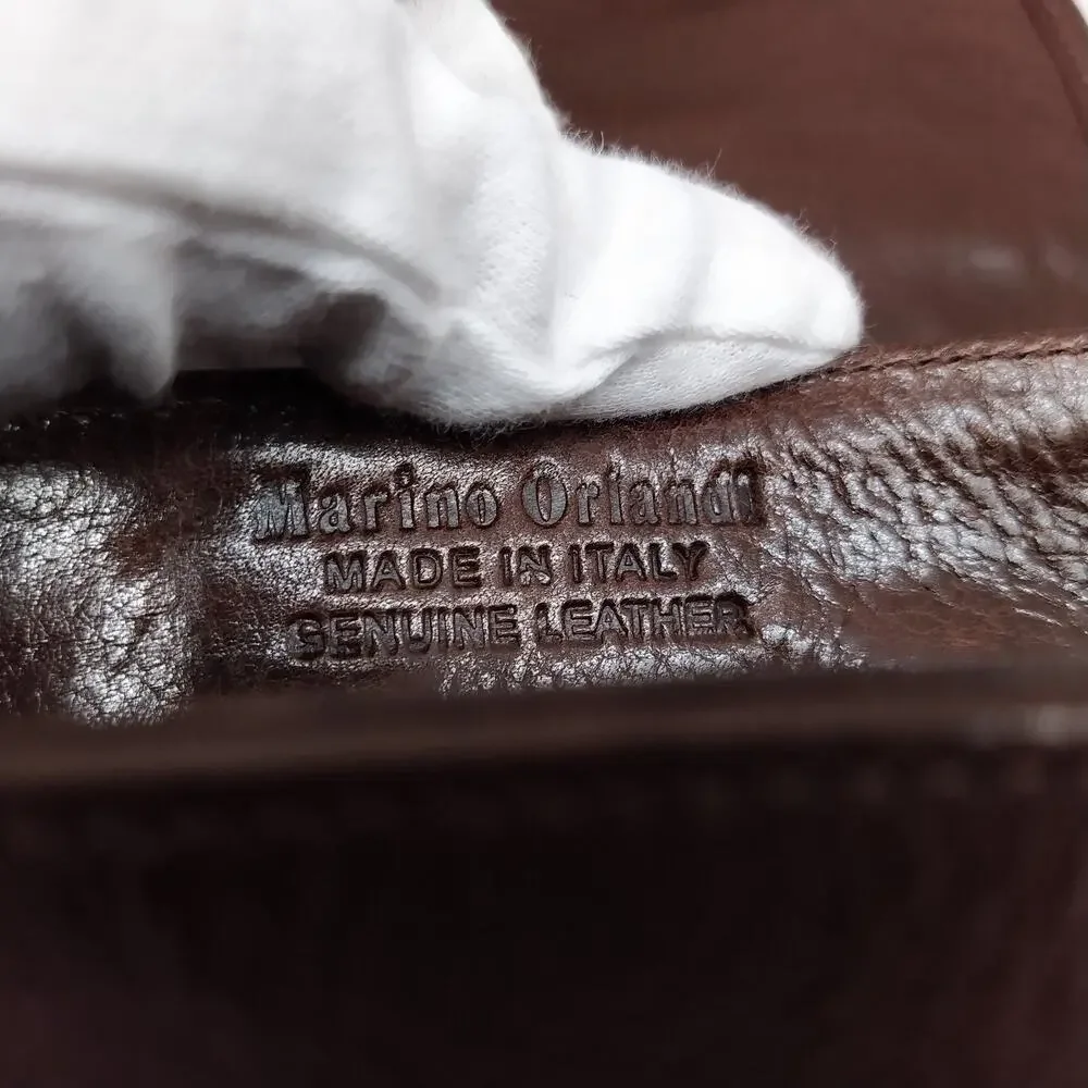 Marino Orlandi Brown Leather Turnlock Flap Closure Crossbody Bag - Picture 12 of 16